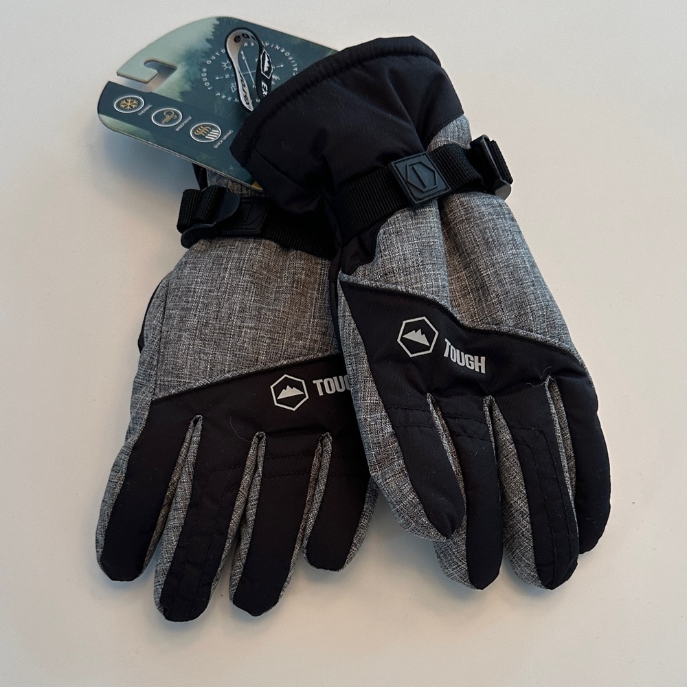Boys Black and Gray Winter Gloves with thick insulation